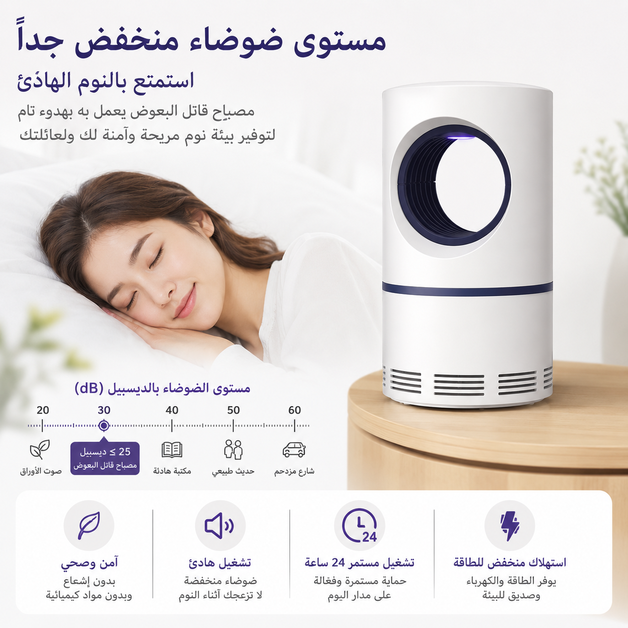 مصباح مكافحة البعوض الذكي بتقنية الضوء البنفسجي